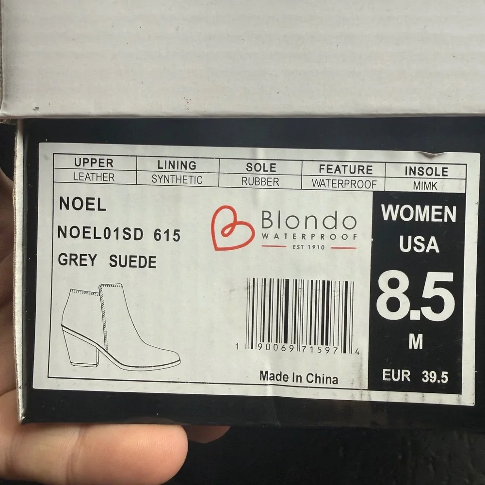 Blondo Noel Grey Suede Waterproof Ankle Boots Womens 8.5 M NOEL01SD 615